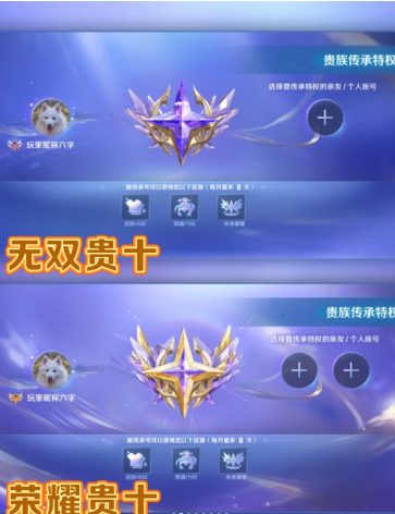 王者荣耀v10荣耀贵族要多少钱?需要什么条件?王者荣耀v10荣耀贵族和无双贵族标志图片有啥区别 王者荣耀v10荣耀贵族要多少钱?需要什么条件?王者荣耀v10荣耀贵族和无双贵族标志图片有啥区别