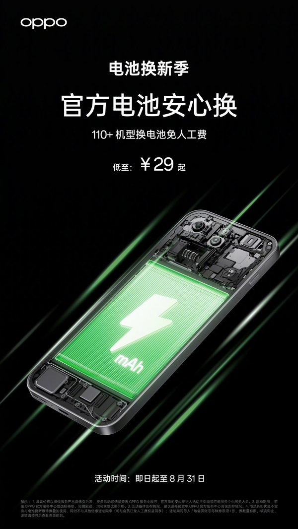 涵盖一加、realme!OPPO正式推出官方电池安心换:原厂换电低至29元 涵盖一加、realme!OPPO正式推出官方电池安心换:原厂换电低至29元